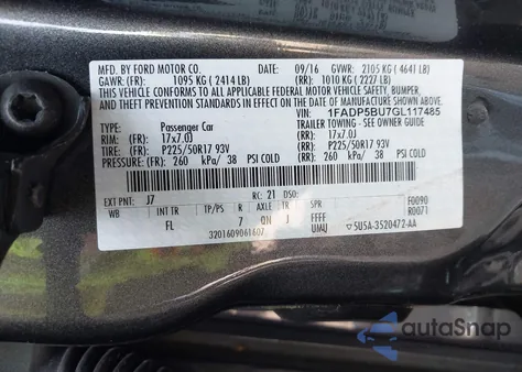 2016 Ford C-Max Hybrid Sel from USA, damaged, VIN 1FADP5BU7GL117485